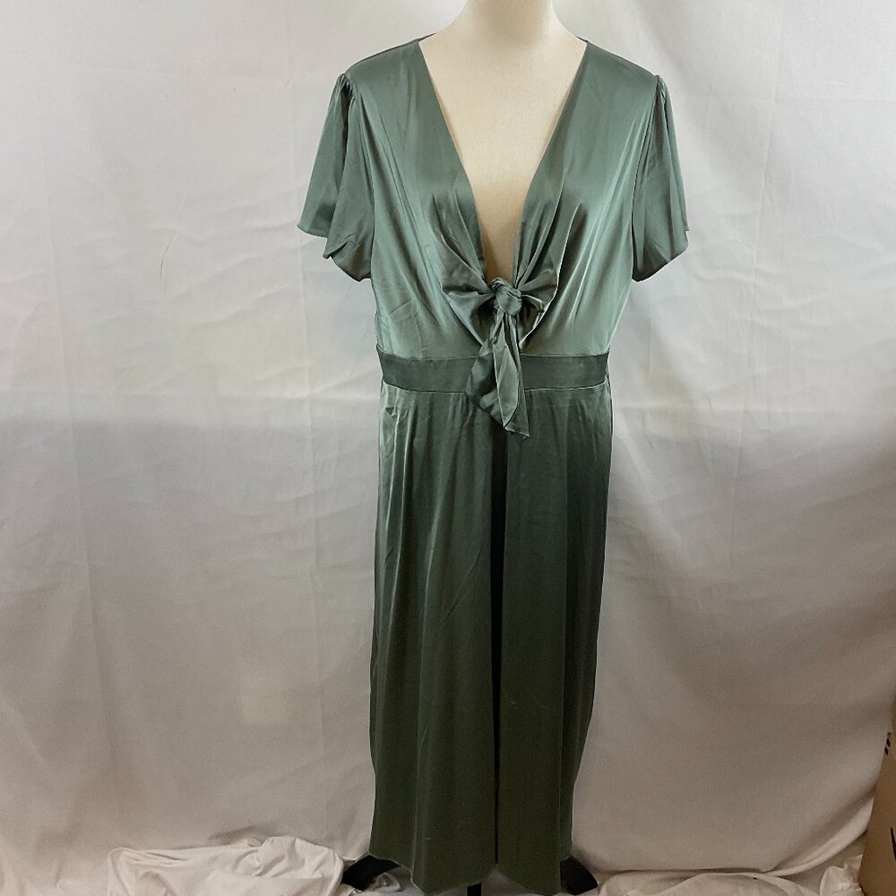 Baltic Born Sage Green Midi Dress with Front Tie